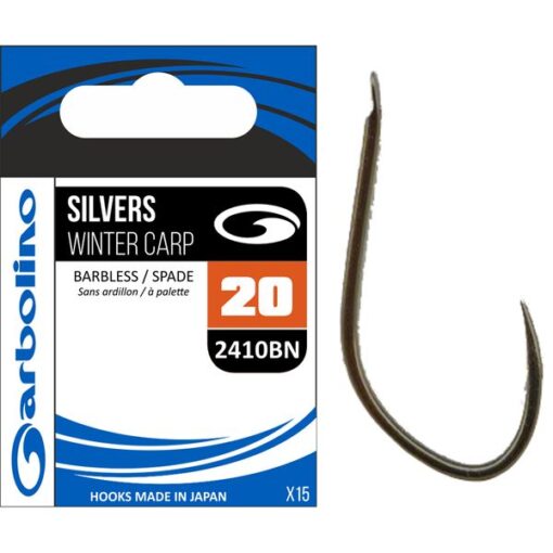 hameçon non monté garbolino peche expert 2410 bn silver winter carp