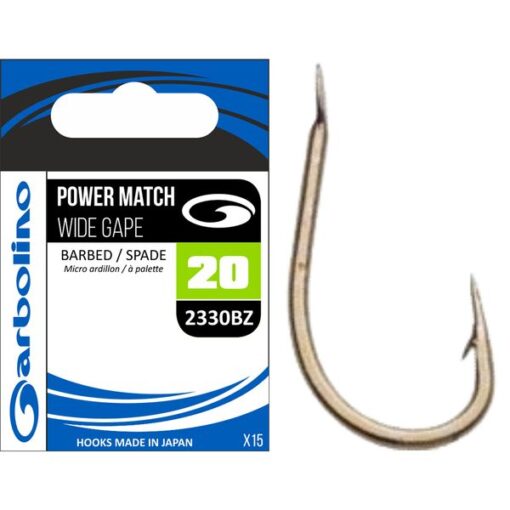 hameçon garbolino carpe power match wide gap 2330bz 2330 pêche expert