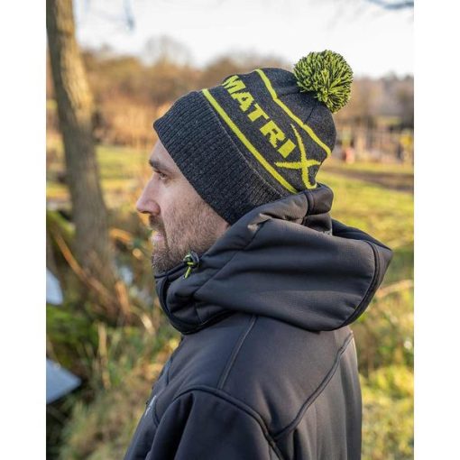 bonnet matrix grey lime bobble hat pêche-expert