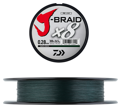 Tresse Daiwa J-Braid x8 verte 8 brins fabriquée au Japon